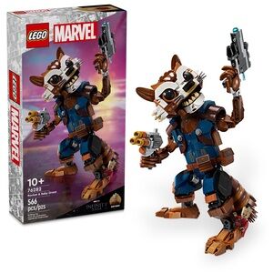 LEGO Marvel Rocket & Groot Building Set - Brown, Blue, Black